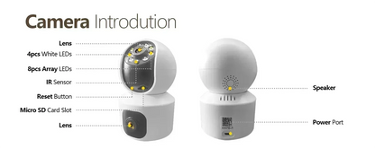 8MP 4K Wifi Surveillance Camera Wireless Security PTZ IP Camera AI Human Tracking 10X Zoom Security Camera Dual Screen Monitor