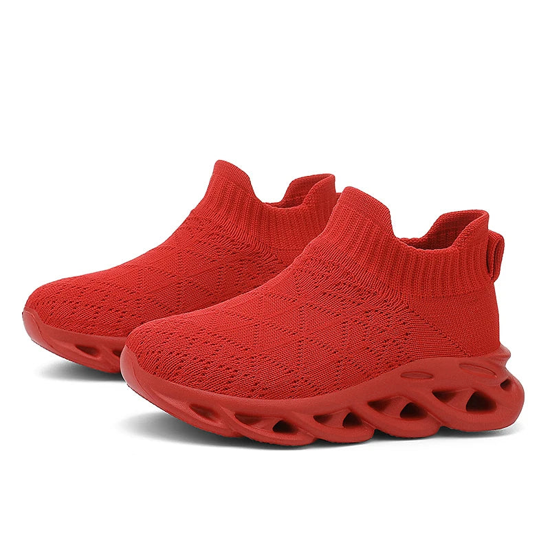 Children Sneaker Boys Sock Shoes Fashion Knit Spring Breathable Lightweight Running Sports Shoes Boy Slip on Casual Sneaker