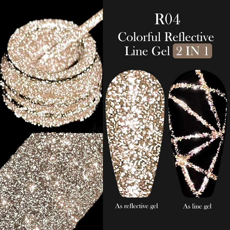 LILYCUTE 5ml Metallic Gel Polish Painting Liner Super Bright Gold Silver Mirror Gel Nail Polish Semi Permanent Lines French Nail