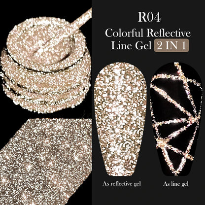 LILYCUTE 5ml Metallic Gel Polish Painting Liner Super Bright Gold Silver Mirror Gel Nail Polish Semi Permanent Lines French Nail