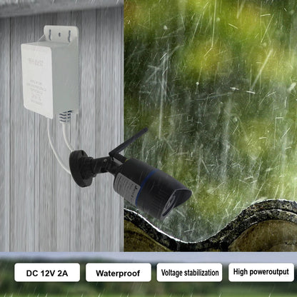 2pcs Power Adapter EU Outdoor Waterproof AC 100-240V Input DC 12V Volt Output Supply Charger Europe Universal Adapter Converter