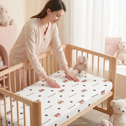 Cute Printed Patterned Sheet/Mattress Cover, Children's 100% Cotton Breathable and Moisture-Wicking Patchwork Mattress Cover.