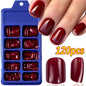 120Pcs Red Short Square Fake Nails Summer Glossy Full Cover Press on Nailtip Acrylic False Fingertip for Women Mother's Day Gift