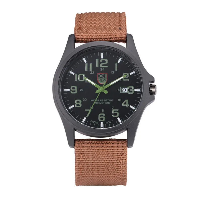 Men Genuine XINEW Brand Watches Students Fashion Casual Nylon Band Sports Army Gifts Date Quartz Wrist Watch Black Montre Homme