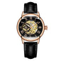 ORKINA Women Watch Automatic Mechanical Skeleton Chic Rose Gold Lady Wristwatch in Mesh Stainless Steel Bracelet / Leather Strap