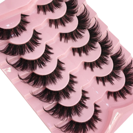 NEW 7pairs 8D Mink Lashes Natural Short False Eyelashes Mink Eyelashes 3D Mink Lashes Wispy HandMade Full Strip Lashes  Makeup