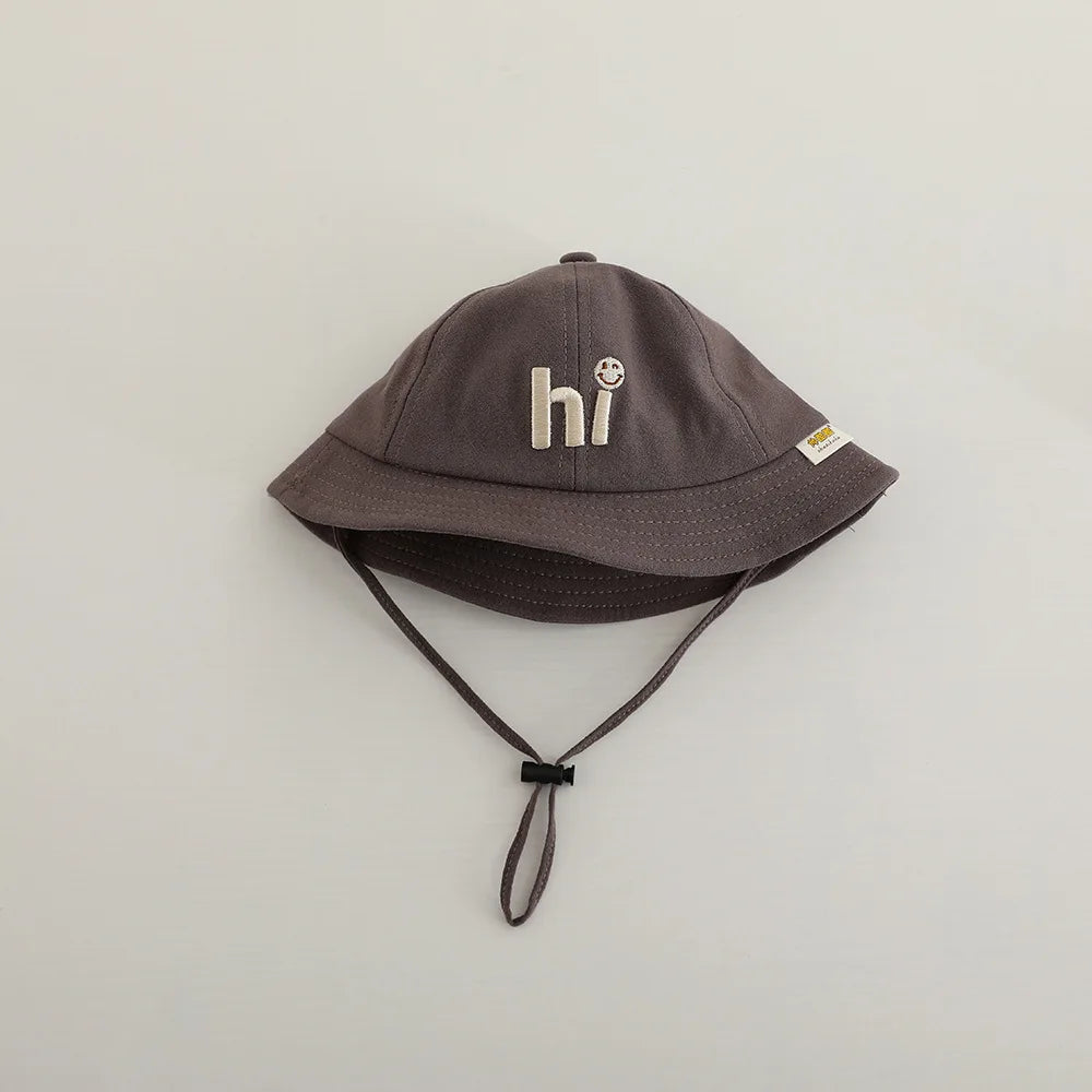 New Embroidered Letter Baby Bucket Hats Spring Sunhat Fishing Hat Sunshade Visor Boy Girl Outdoor Fashion Beach Cap For 6-24M