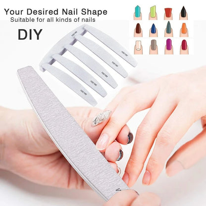 10Pcs/Lot 80/100/150/180/240 Grit Limas Trimmer Lime Nail Art Ongle Manicure Tool Nail File Buffer Double Side Nail Files Buffer
