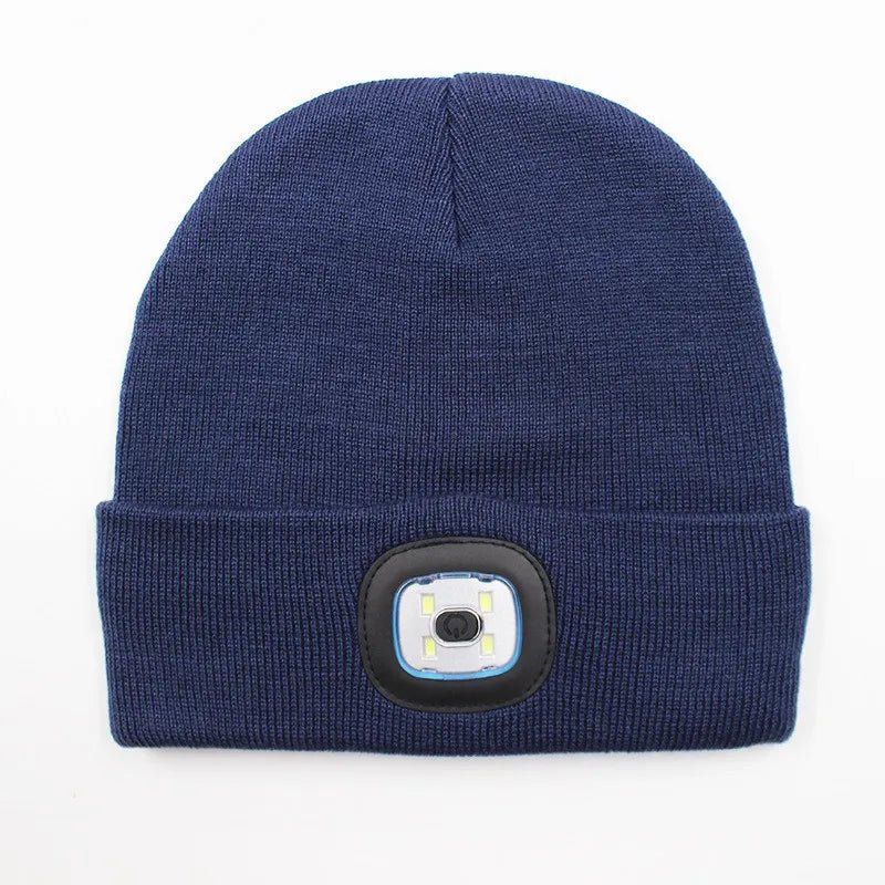 For Woman Cap Night Running Fishing Riding Sports Teenager Beanies Winter Men Beanie Hat with LED Light Rechargeable Knitted Hat