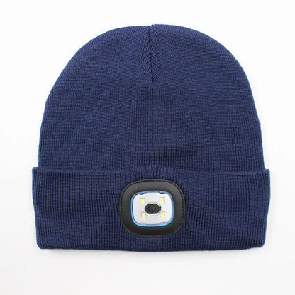 For Woman Cap Night Running Fishing Riding Sports Teenager Beanies Winter Men Beanie Hat with LED Light Rechargeable Knitted Hat