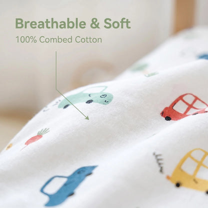 Cute Printed Patterned Sheet/Mattress Cover, Children's 100% Cotton Breathable and Moisture-Wicking Patchwork Mattress Cover.
