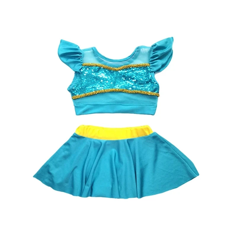 Fairy Tale Princess Swimsuit for Girls Elsa Anna Snow White Swimwear Belle Child Kids Toddler 2-8Y Bathing Suit with Skirt