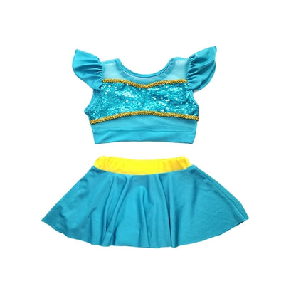 Fairy Tale Princess Swimsuit for Girls Elsa Anna Snow White Swimwear Belle Child Kids Toddler 2-8Y Bathing Suit with Skirt