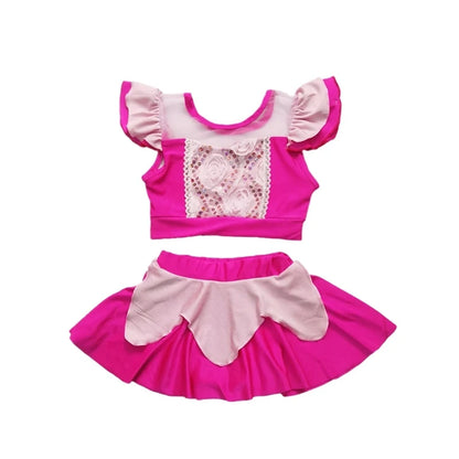 Fairy Tale Princess Swimsuit for Girls Elsa Anna Snow White Swimwear Belle Child Kids Toddler 2-8Y Bathing Suit with Skirt