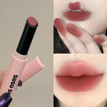 Smoky Grey Violet Lipstick Matte Velvet Finish Smooth Application Lip Mousse Waterproof Mirror Glossy Lip Tint Not Fading Makeup