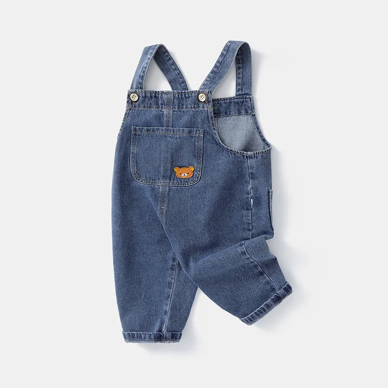 2024 Fashion Spring Autumn Kids Jumpsuit Boys Girls Cartoon Denim Bib Pants Children Trousers Fashion Toddler Casual 0-5Y