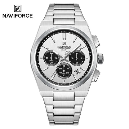 Top Brand NAVIFORCE Men and Women Quartz Chronograph Watch Stainless Band Stylish 24 Hours Date Display Couple Wristwatches 2024