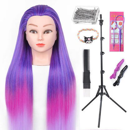 Long Hair Styling head For Hairstyle ProfessionaTraining Head Kit Mannequin Head Styling ToPractice Hot Curl lron Straighten