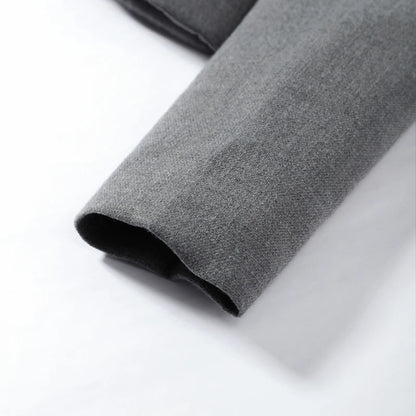Casual Solid Woolen Top Pants Set Women Puff Full Sleeve Closed Waist Blouse Straight Trousers Sets 2026 Autumn Winter Lady Suit