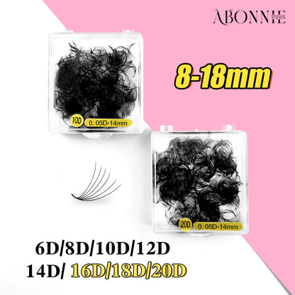 ABONNIE 500 Fans Loose Fan 6D-20D Pointy Base Premade Fans Sharp Thin Slim Medium Stem Volume Russian Eyelashes Extensions