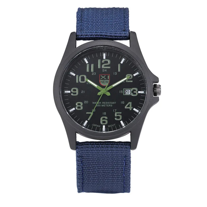 Men Genuine XINEW Brand Watches Students Fashion Casual Nylon Band Sports Army Gifts Date Quartz Wrist Watch Black Montre Homme