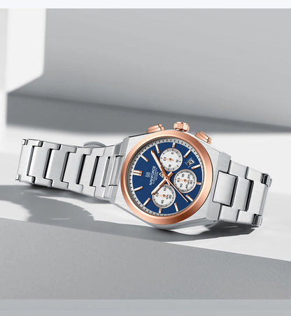 Top Brand NAVIFORCE Men and Women Quartz Chronograph Watch Stainless Band Stylish 24 Hours Date Display Couple Wristwatches 2024