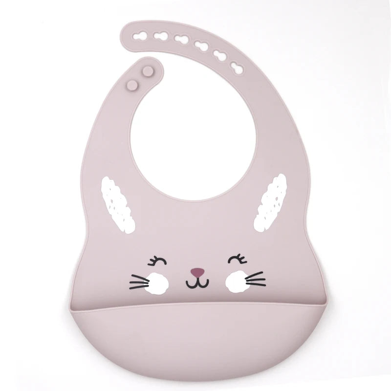 Customize Cartoon Animal Silicone Baby Bib with Name & Pattern Food-Grade Solid Feeding Bib DZ31