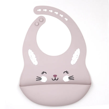 Customize Cartoon Animal Silicone Baby Bib with Name & Pattern Food-Grade Solid Feeding Bib DZ31