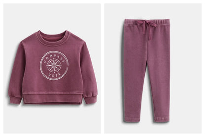 2026 Ali Plus new AW26 Compass Collection Dusty pink Muted blue washed denim oversized sweatshirt kids girl boy baby clothing