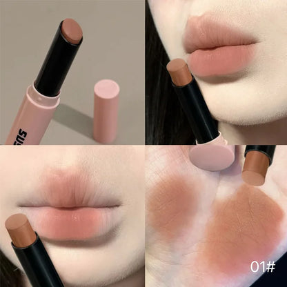 Smoky Grey Violet Lipstick Matte Velvet Finish Smooth Application Lip Mousse Waterproof Mirror Glossy Lip Tint Not Fading Makeup