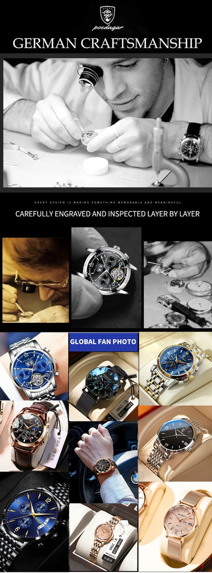 POEDAGAR Luxury Watch For Woman Square Ladies Quartz Watch Luminous Waterproof Date Women's Watches Dress Female Clock reloj+box