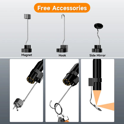 Handheld Endoscope HD 8MM Camera Industria Borescope 4.3‘’ IPS Screen 2-100M Rigid Cable IP67 Waterproof Adjustable Length