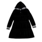 AA-Velour Hooded Set Tired Dress with Hooded Lining Striped Shirt and baby Footie Romper Ribbed Family Clothing Dress for Girls