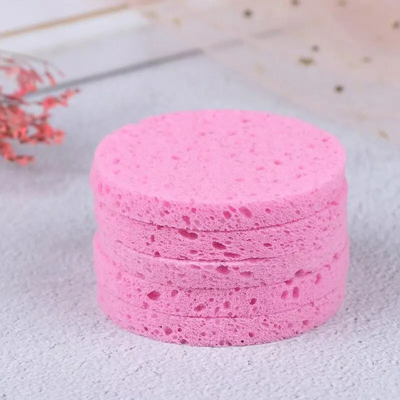 10pcs Natural Wood Sponge Compress Cosmetic Puff Facial Washing Sponge Face Care Cleansing Makeup Remover Tools