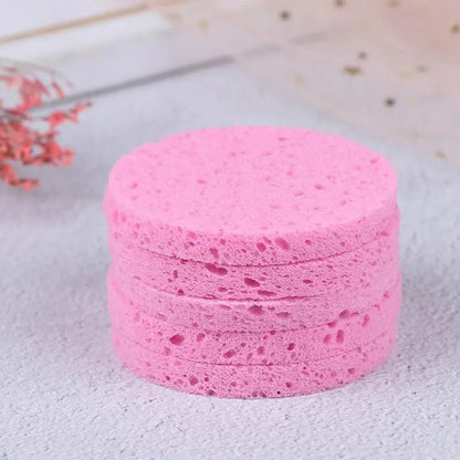10pcs Natural Wood Sponge Compress Cosmetic Puff Facial Washing Sponge Face Care Cleansing Makeup Remover Tools