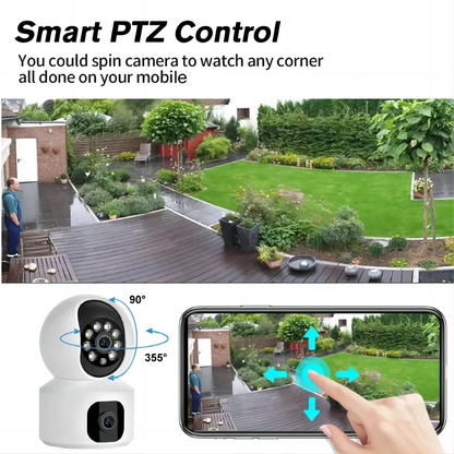 8MP 4K Wifi Surveillance Camera Wireless Security PTZ IP Camera AI Human Tracking 10X Zoom Security Camera Dual Screen Monitor