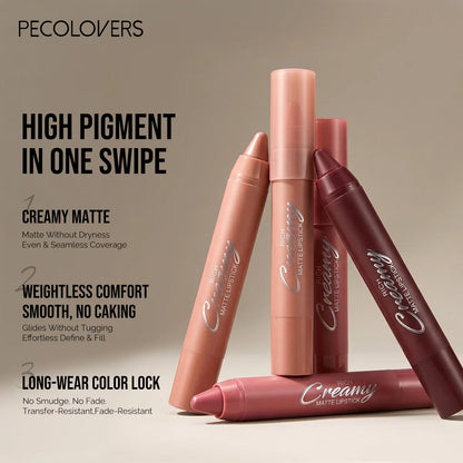 6PCS/SET Creamy Matte Lipstick Kit, 6 Versatile Everyday Lip Shades, Silky Smudge-Proof Lip Crayon, Smooth Glide-On Application, Lightweight Comfortable Wear, Travel-Friendly Beauty Essentials