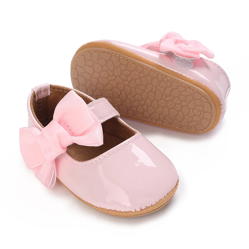 Toddler Girls' Fashionable Bowknot Princess Shoes, Comfortable Soft Mary Jane Flat Shoes Suitable For Parties And Various Activi