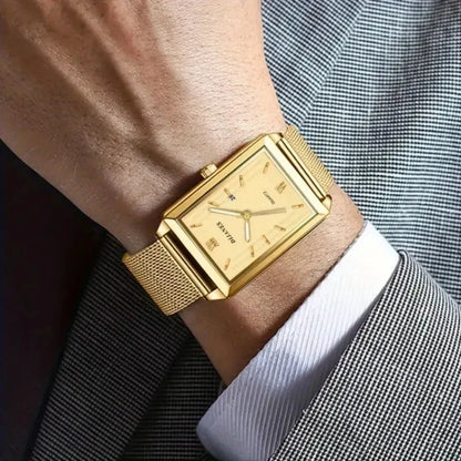 2 Piece/Set Fashion Casual Men's Watch Set Alloy Dial Strap Stylish Square Men's Watch with Date Display Ideal for Gift Giving