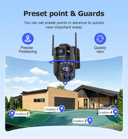 SHIWOJIA 60X ZOOM Solar Camera 4G 10MP AOV 24/7 Video Recording Dual Lens 360° 14W Solar Panel Security WIFI Camera PIR Monitor