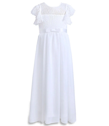 HETISO Chiffon Flower Girl Dresses Hollow Lace Kids Weddings Performance Party Pageant Gowns Junior Bridesmaid Dress 4-13 Years
