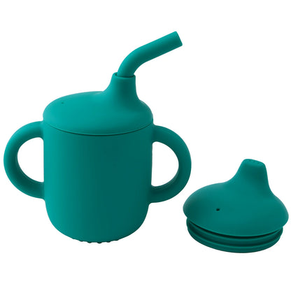 Color Kids 1PCS Silicone Straw Cup With Two Lids BPA Free Leakproof Portable Snack Container Drinking Cup Feeding Essentials