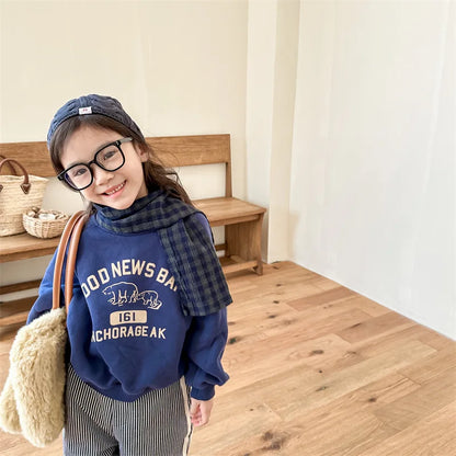 deer jonmi 2025 Winter Children Letter Printed Sweatshirts Thicken Warm Baby Boys Casual Fleece Lining Pullovers Tops