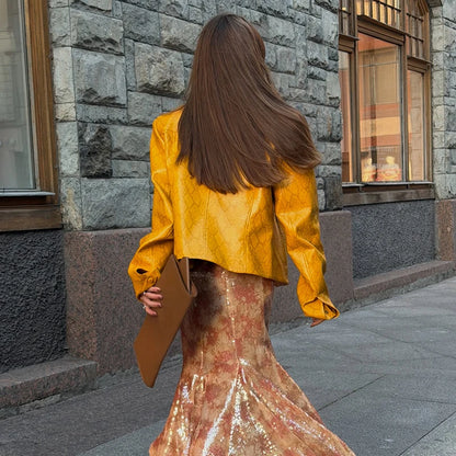 Street Pu Leather Women Jacket Elegant Long Sleeve Zippers Stand Collar Female Outwear 2026 Autumn Winter Chic Lady Coat