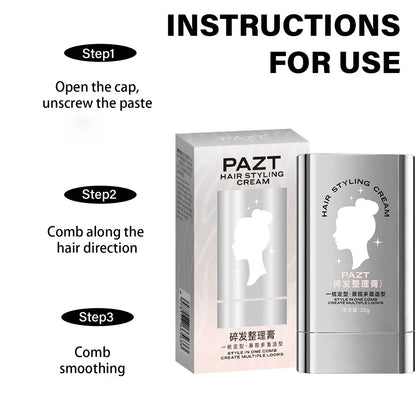 Hair Styling Cream, Long-Lasting Shaping, Refreshing and Non Greasy, with Built-In Comb Teeth, Creating a Natural Look