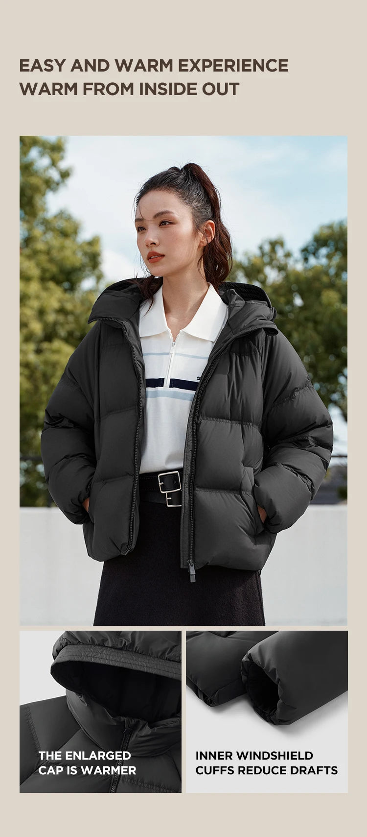 Semir Down Jacket Women Solid Color Loose Versatile 2025 Winter New Waterproof Oil-proof Stain-proof Hooded Coat Down Jacket