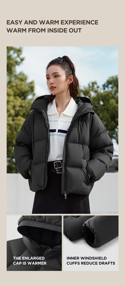 Semir Down Jacket Women Solid Color Loose Versatile 2025 Winter New Waterproof Oil-proof Stain-proof Hooded Coat Down Jacket