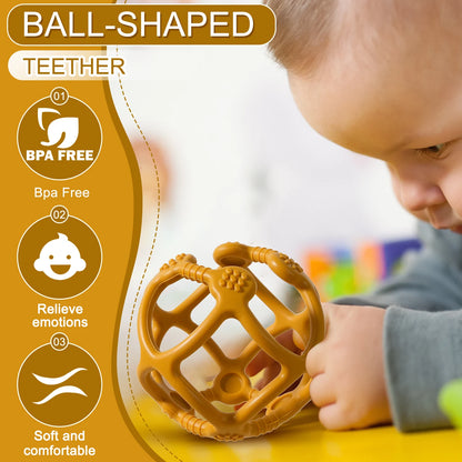 Color Kids 1PCS Silicone Baby Toy Ball Shape Chewing Toys Toddler Teether Toy BPA Free Teething Toys For Babies Soft Baby Stuff