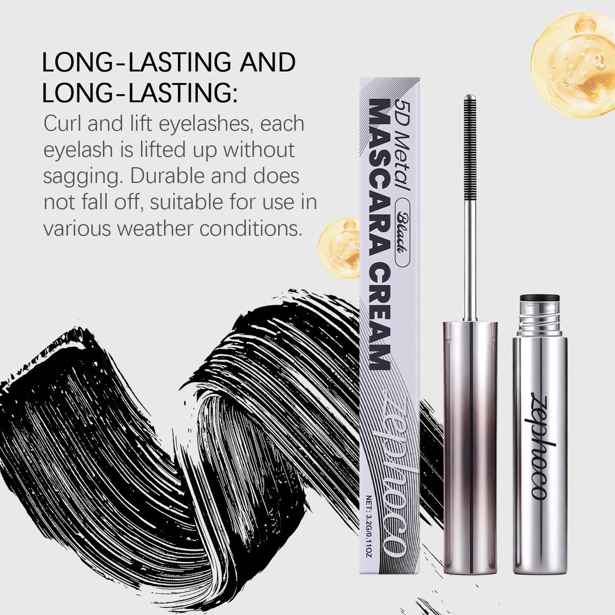 Black Mascara Volumizing Long Lasting Smudge Proof Waterproof Mascara Natural Curl Eyelash Lengthening Intense Black Eye Lash Makeup Daily Beauty Tool Cosmetic For All Day Wear