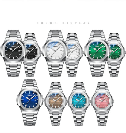 CHENXI 8222 Fashion Couple Quartz Watch Waterproof Night Light Date Stainless Steel Strap Casual Date Men's and Women's Watch